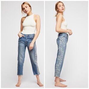 ✨ Free People We The Free Boyfriend Jeans | Aztec Side Panel | Sz 27